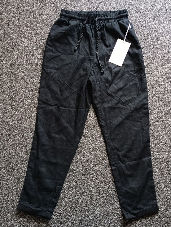 Simply Blessed Pants - NWT Linen Blend Black Drawstring Pull On Elastic Waist Jogger Pants Sz Small